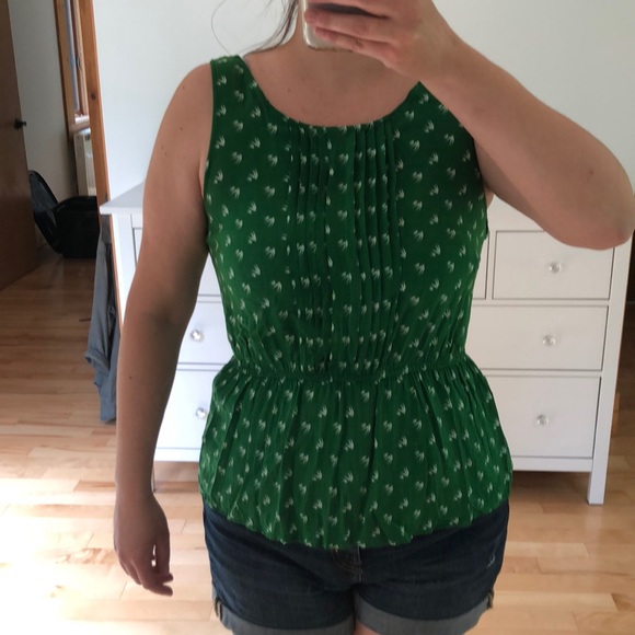 Anthropologie green summer top tie back - Picture 7 of 11